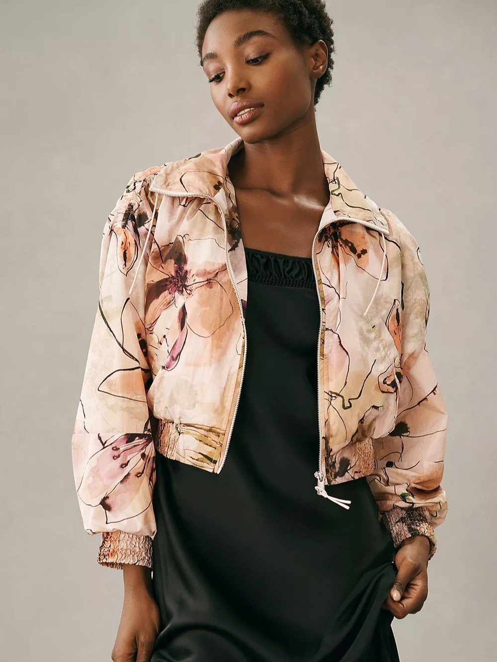 Anthropologie Femme Cropped Bomber Jacket Blush | Size Large - NWT